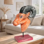 Carved Ram Head on Stand