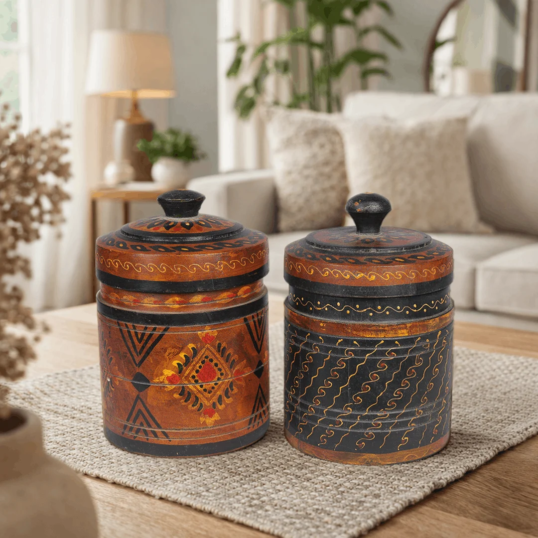 DJ077 Hand-Painted Canisters (Set of 2) - Image 1