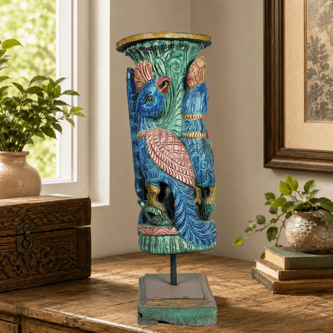 DJ120 Peacock Motif Vase on Stand - Image 1
